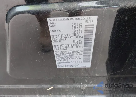 2013 Infiniti Jx35 z USA, uszkodzony, nr VIN 5N1AL0MN2DC332989